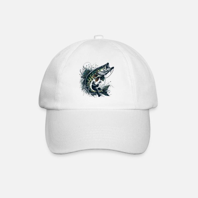 Angeln Hecht Geschenk - Baseballkappe - Weiß/Weiß