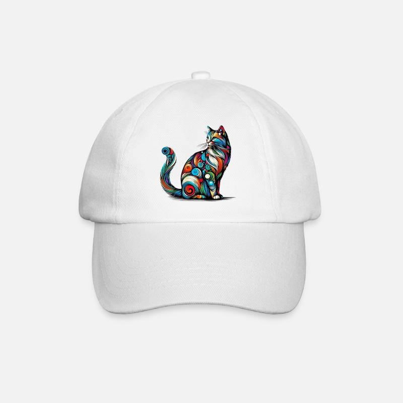 Katze - Baseballkappe - Weiß/Weiß