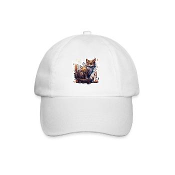 Cat / Animal / Pet / Kitty / Meow / Fur - Baseball Cap - white/white - Front
