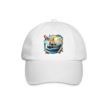 Bateau pirate / Bateau / Mer / Océan / Vagues - Casquette classique - blanc/blanc - Devant