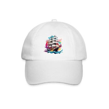 Bateau pirate / Bateau / Mer / Océan / Vagues - Casquette classique - blanc/blanc - Devant
