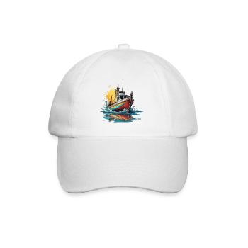 Pirate Ship / Boat / Sea / Ocean / Waves - Baseball Cap - white/white - Front