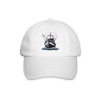 Bateau pirate / Bateau / Mer / Océan / Vagues - Casquette classique - blanc/blanc - Devant