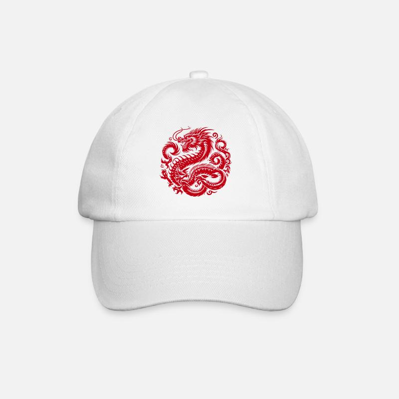 Chinesisches Drachen-Tattoo - Baseballkappe - Weiß/Weiß