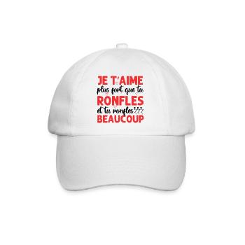Je t' aime plus fort que tu ronfles Saint-Valentin - Casquette classique - blanc/blanc - Devant