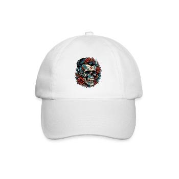 Skull / Totenkopf / Skelett / Gothic / Tattoo - Baseballkappe - Weiß/Weiß - Vorne