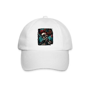 Crâne / Crâne / Squelette / Gothique / Tatouage - Casquette classique - blanc/blanc - Devant