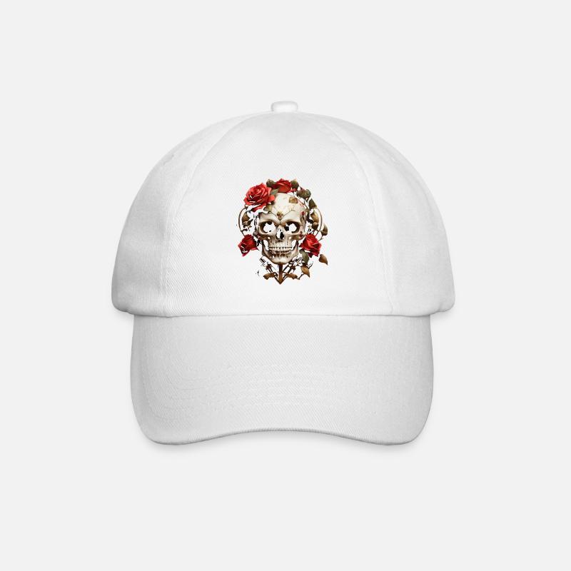 Couronne de crâne rouge rose - Casquette classique - blanc/blanc
