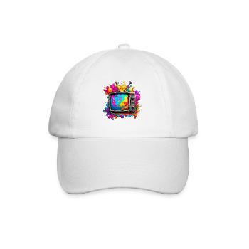 TV / Télévision / Analogique / Tube TV / Rétro - Casquette classique - blanc/blanc - Devant