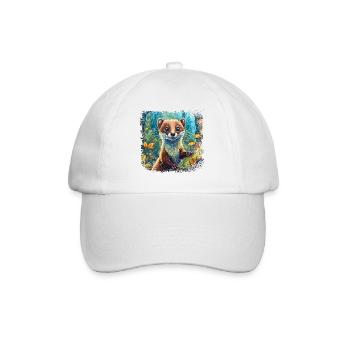 Close-up of a funny marten comic-style - Baseball Cap - white/white - Front