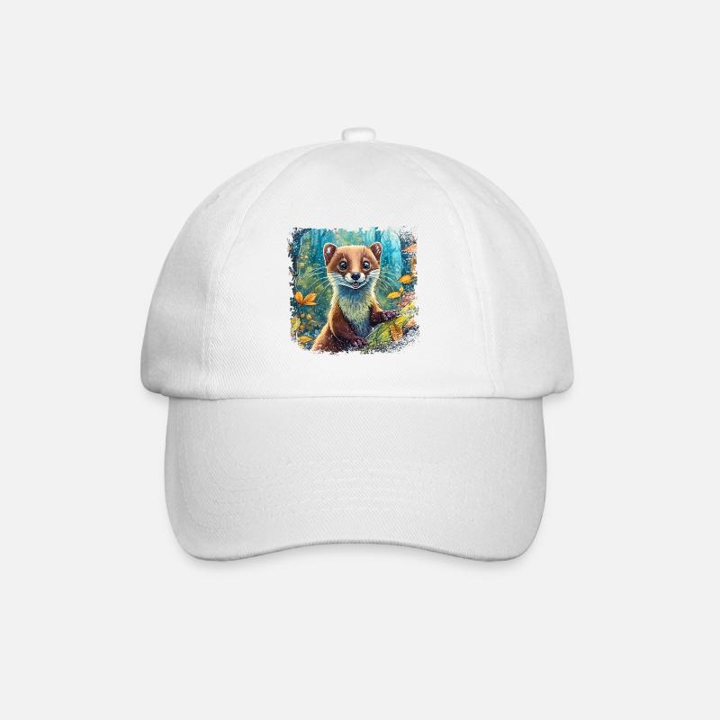 Gros plan d’une martre drôle de style comique - Casquette classique - blanc/blanc