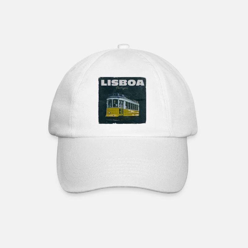 Lissabon Gelbe Straßenbahn Retro - Baseballkappe - Weiß/Weiß