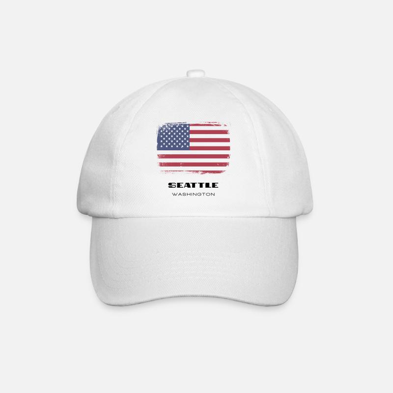 Seattle, Washington, États-Unis - Casquette classique - blanc/blanc