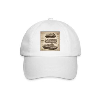 Bauplan / Sepia / Vintage / Retro / Roboter - Baseballkappe - Weiß/Weiß - Vorne