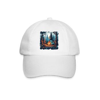Forêt / Sauvage / Tente / Sauvage / Arbres / Vie - Casquette classique - blanc/blanc - Devant