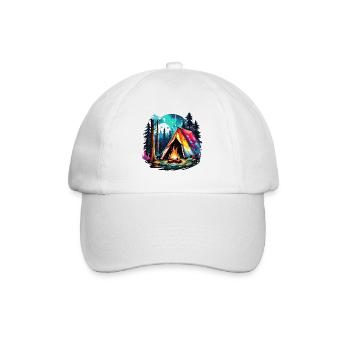 Forêt / Sauvage / Tente / Sauvage / Arbres / Vie - Casquette classique - blanc/blanc - Devant