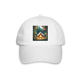 Forêt / Sauvage / Tente / Sauvage / Arbres / Vie - Casquette classique - blanc/blanc - Devant