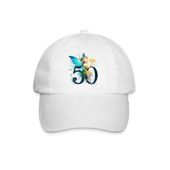 50 Jahre Fee Elfe süß Geburtstag Geschenk - Baseballkappe - Weiß/Weiß - Vorne