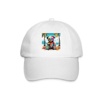 Teddybär / Kuscheltier / Stofftier / Geschenkidee - Baseballkappe - Weiß/Weiß - Vorne