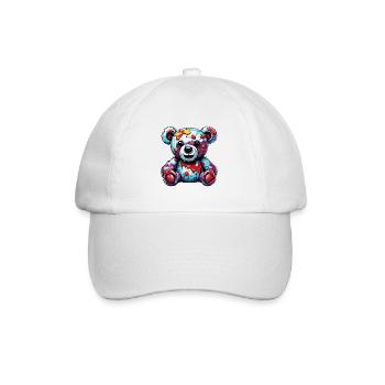 Teddybär / Kuscheltier / Stofftier / Geschenkidee - Baseballkappe - Weiß/Weiß - Vorne