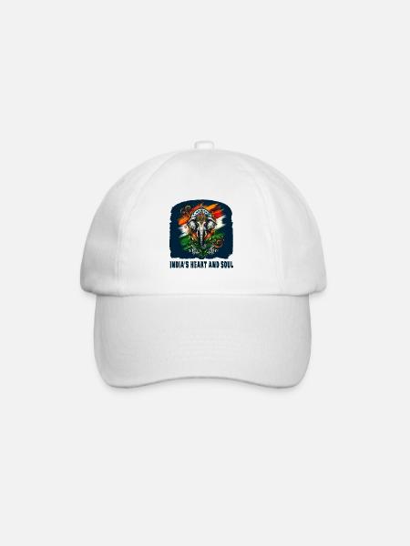 Elefante indiano con bandiera nazionale - Baseballkasket - hvid/hvid