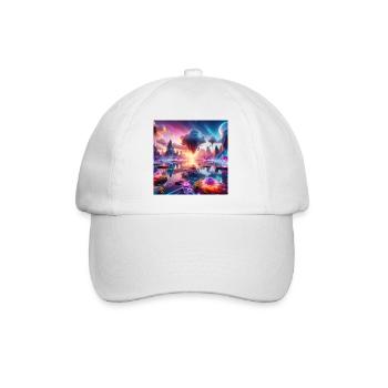 Surreal Dreamscape: Neon Waters - Baseball Cap - white/white - Front