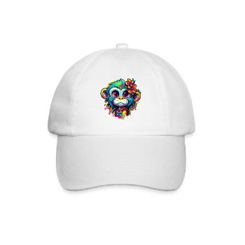 Singe mignon / Fille de singe / Mignon / noeud de cheveux - Casquette classique - blanc/blanc - Devant