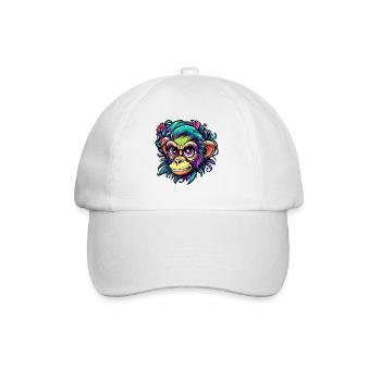 Singe mignon / Fille de singe / Mignon / noeud de cheveux - Casquette classique - blanc/blanc - Devant
