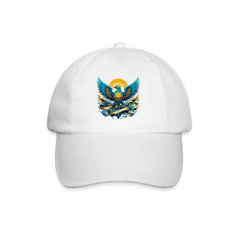 Kasachstan Adler Flagge Fahne dynamisch Geschenk - Baseballkappe - Weiß/Weiß - Vorne