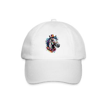 Clown Animal / Circus / Funny / Colorful / Show / Horse - Baseball Cap - white/white - Front