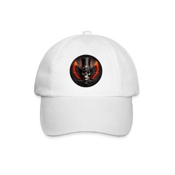 Skull with wings and fire - Baseball Cap - white/white - Front