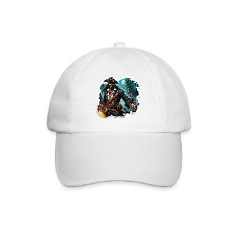 Pirat / Ahoi / Anker / Kapitän / Totenkopf / Rum - Baseballkappe - Weiß/Weiß - Vorne