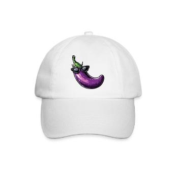 Aubergine mit sonnenbrille - Baseballkappe - Weiß/Weiß - Vorne