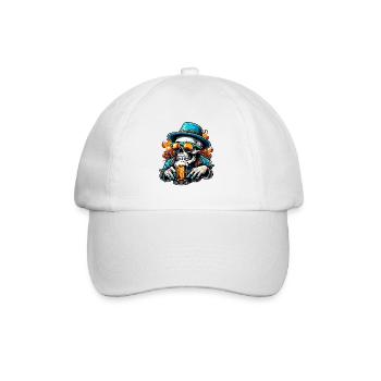 Crâne / Crâne / Squelette / Gothique / Tatouage - Casquette classique - blanc/blanc - Devant