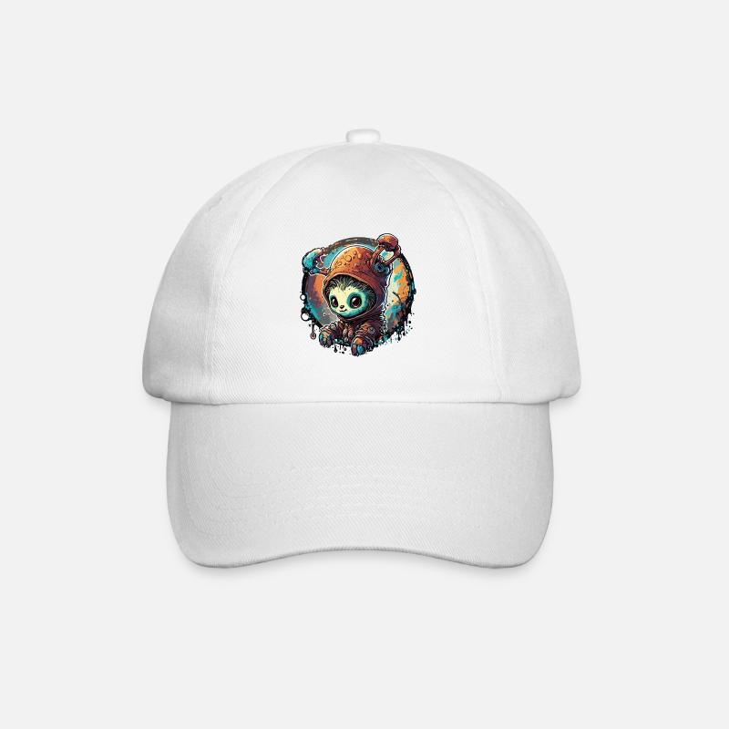 Astronaut / Weltall / Tier / Igel / Raumschiff - Baseballkappe - Weiß/Weiß