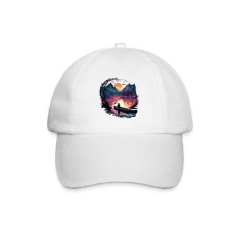 Angler Siluette / angeln / Fisch / See / Sport - Baseballkappe - Weiß/Weiß - Vorne