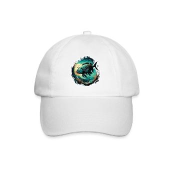 Angler Siluette / angeln / Fisch / See / Sport - Baseballkappe - Weiß/Weiß - Vorne