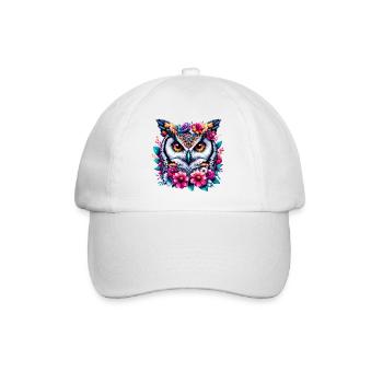 Hibou décoré de fleurs - Casquette classique - blanc/blanc - Devant
