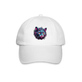 Cool Cat / Funny / Animal / Pet / Crazy - Baseball Cap - white/white - Front