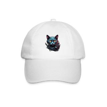 Cool Cat / Funny / Animal / Pet / Crazy - Baseball Cap - white/white - Front