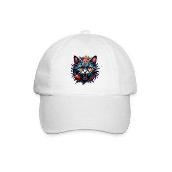 Cool Cat / Funny / Animal / Pet / Crazy - Baseball Cap - white/white - Front