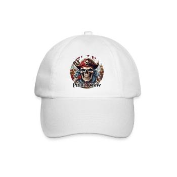 Piratin / Ahoi / Anker / Kapitän / Totenkopf / Rum - Baseballkappe - Weiß/Weiß - Vorne