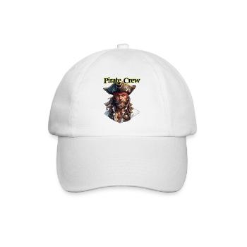 Pirat / Ahoi / Anker / Kapitän / Totenkopf / Rum - Baseballkappe - Weiß/Weiß - Vorne