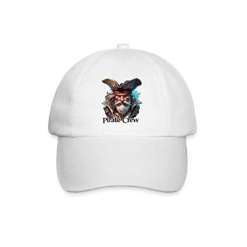 Pirat / Ahoi / Anker / Kapitän / Totenkopf / Rum - Baseballkappe - Weiß/Weiß - Vorne