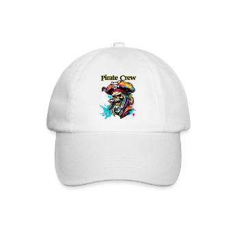 Pirat / Ahoi / Anker / Kapitän / Totenkopf / Rum - Baseballkappe - Weiß/Weiß - Vorne