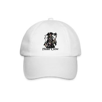 Pirat / Ahoi / Anker / Kapitän / Totenkopf / Rum - Baseballkappe - Weiß/Weiß - Vorne