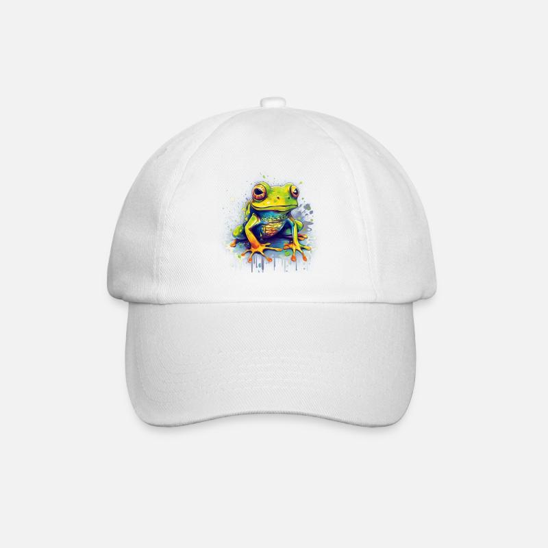 Bunter Frosch - Baseballkappe - Weiß/Weiß