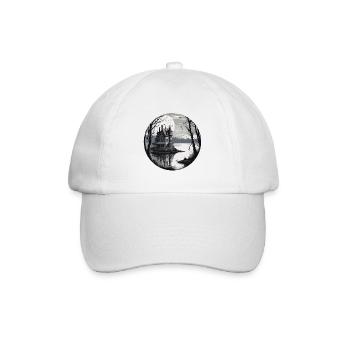Lakeside House / Cabin / Lake / Mountains / Nature /Forest - Baseball Cap - white/white - Front