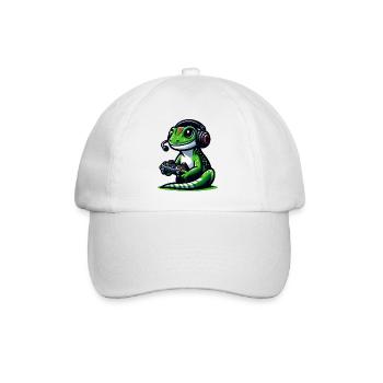 Gecko Gamer: Den Joystick-Dschungel meistern - Baseballkappe - Weiß/Weiß - Vorne