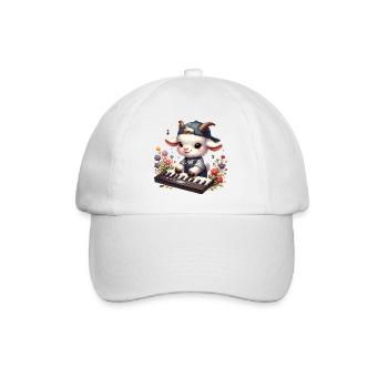 Cute Goats and Drum Farm Motif - Baseball Cap - white/white - Front